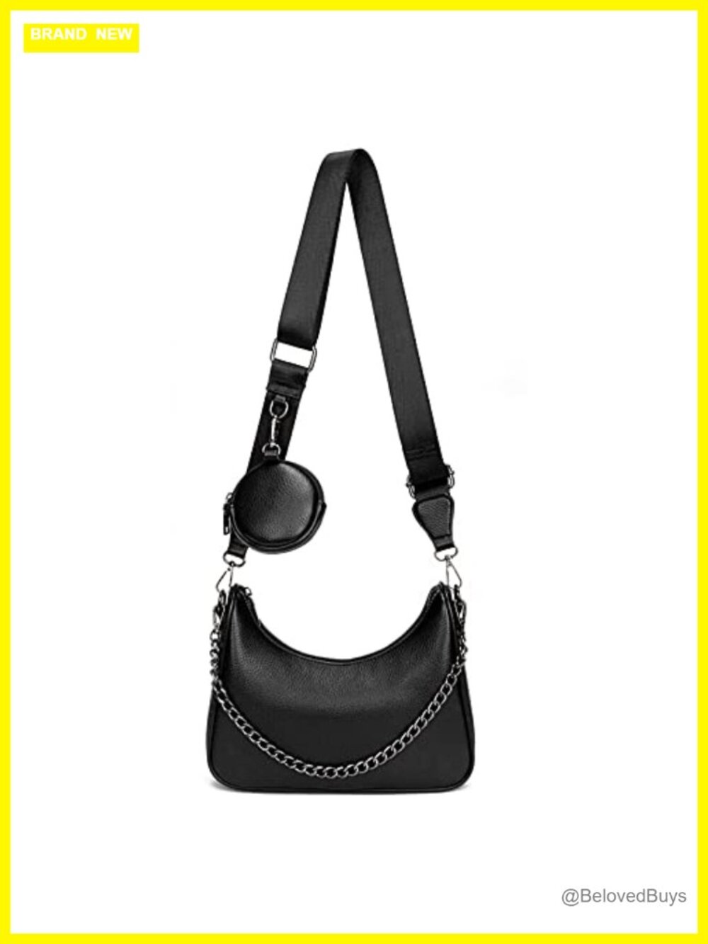 PU Leather Hobo Crossbody Bag with Coin Purse and 2 Straps